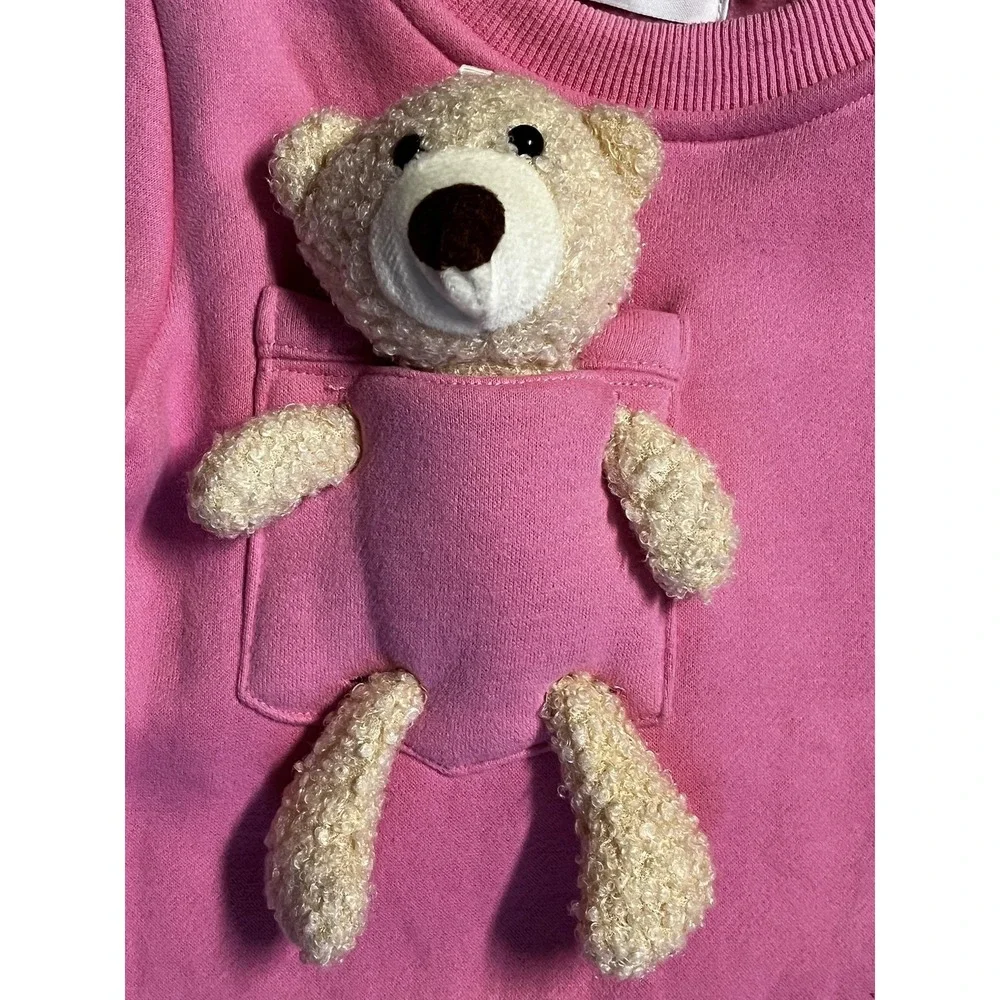 Lola + The Boys Coverall Girls 18-24 Months Pink Fleece Teddy Bear One Piece
